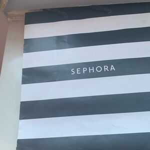 NEW Sephora Small Black and White Striped Paper Gift Bag